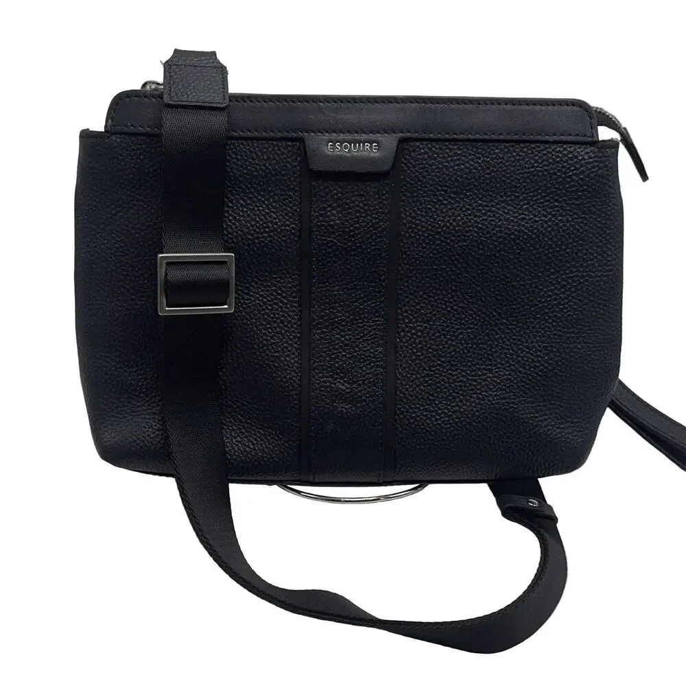 Crossbody Messenger Bag Dark Blue/Black Textured Material Esquire leather preppy